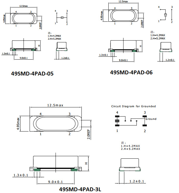 HC-49SMD-4PAD Series Crystal Resonator